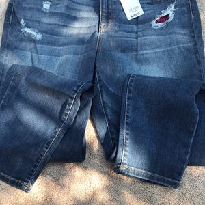 Judy blue red plaid patched jeans 2x